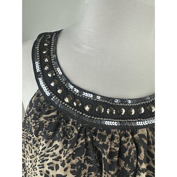Speed Control NY Animal Print Beaded Sequin Neck Sleeveless Dress Plus Size 1X - Picture 5 of 13
